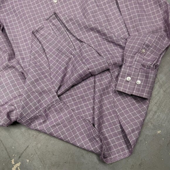 Hugo Boss Slim Fit Dress Shirt Check Houndstooth Cotton Pink 38 15 Small - Picture 8 of 10